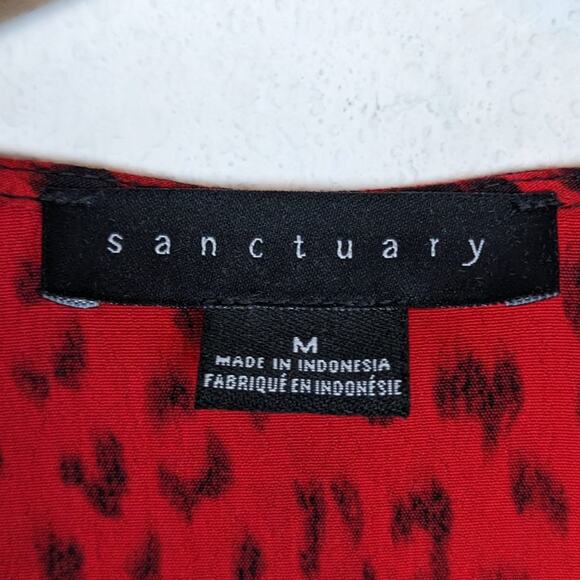 Sanctuary Girl On Fire Red Leopard Print Short Sleeve Faux Wrap Dress - Picture 7 of 8